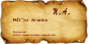 Münz Aranka névjegykártya